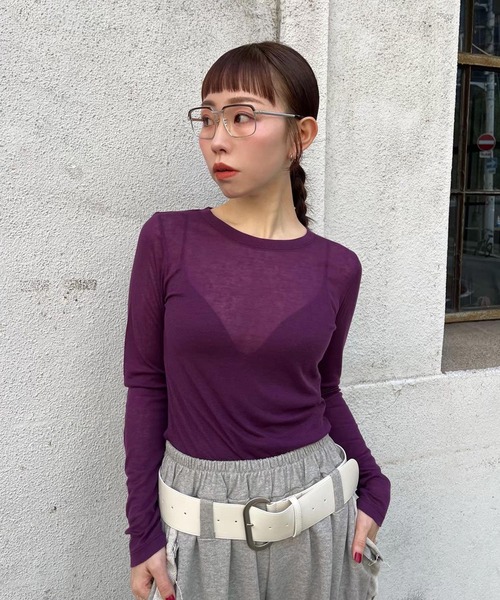 Narcissus(ナルシス)の「【Narcissus】STIN ME / シアー ロンT トップス 長袖(Tシャツ/カットソー・レディース・アイボリー/パープル・FREE)」の2枚目の写真