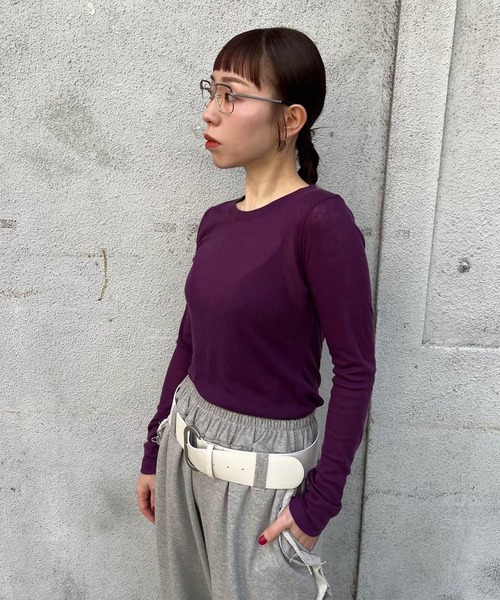 Narcissus(ナルシス)の「【Narcissus】STIN ME / シアー ロンT トップス 長袖(Tシャツ/カットソー・レディース・アイボリー/パープル・FREE)」の4枚目の写真
