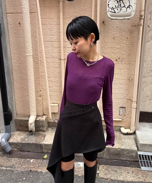 Narcissus(ナルシス)の「【Narcissus】STIN ME / シアー ロンT トップス 長袖(Tシャツ/カットソー・レディース・アイボリー/パープル・FREE)」の6枚目の写真