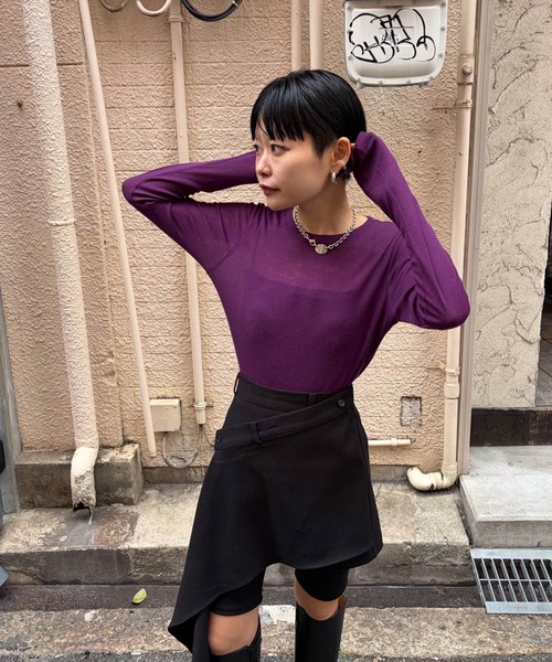 Narcissus(ナルシス)の「【Narcissus】STIN ME / シアー ロンT トップス 長袖(Tシャツ/カットソー・レディース・アイボリー/パープル・FREE)」の7枚目の写真