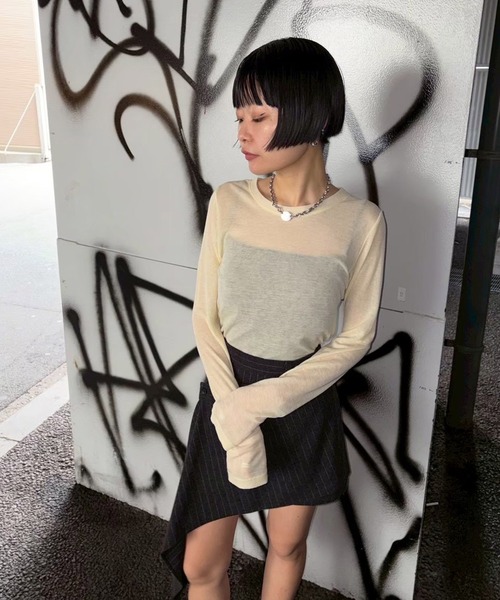 Narcissus(ナルシス)の「【Narcissus】STIN ME / シアー ロンT トップス 長袖(Tシャツ/カットソー・レディース・アイボリー/パープル・FREE)」の10枚目の写真