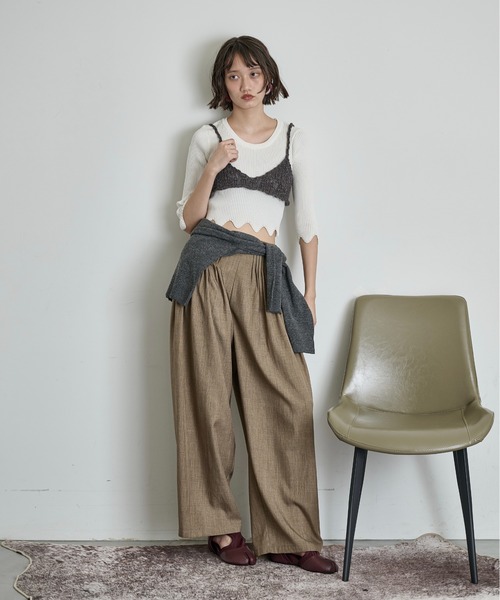 THE YOn(ザヨン)の「スカラップヘムクロップドリブニットトップス(ニット/セーター・レディース・ブラック/ラベンダー/ブラウン/アイボリー・FREE)」の17枚目の写真