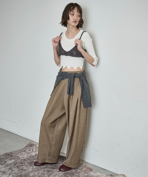 THE YOn(ザヨン)の「スカラップヘムクロップドリブニットトップス(ニット/セーター・レディース・ブラック/ラベンダー/ブラウン/アイボリー・FREE)」の20枚目の写真