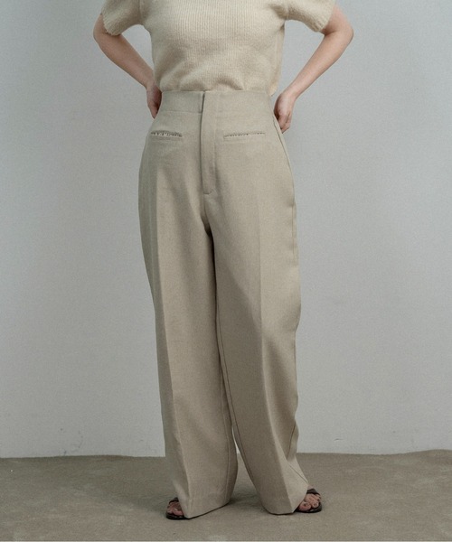 lawgy(ラウジー)の「flap frill straight silhouette pants / フラップフリルストレートシルエットパンツ(その他パンツ・レディース・ベージュ系/ミックスグレー・SMALL/FREE)」の7枚目の写真