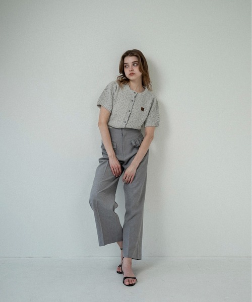 lawgy(ラウジー)の「flap frill straight silhouette pants / フラップフリルストレートシルエットパンツ(その他パンツ・レディース・ベージュ系/ミックスグレー・SMALL/FREE)」の13枚目の写真