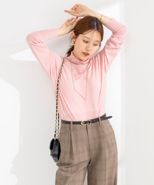 NOLLEY’S(ノーリーズ)の「《手洗い可能》18Gマレーハイネックプルオーバー(ニット/セーター・レディース・ホワイト系その他2/ブルー系その他6/ダークブラウン/ミント/ピンク・38)」の20枚目の写真