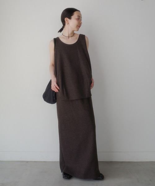 select MOCA by son(セレクトモカバイソン)の「ウールタッチIラインスカート【セットアップ対応】【by SON】(スカート・レディース・チャコールグレー/ブラウン・MEDIUM/LARGE)」の11枚目の写真