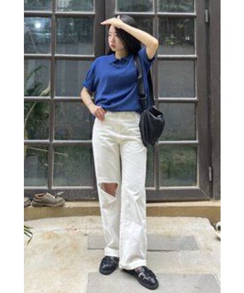 NONBLANK(ノンブランク)の「クールタッチハーフスリーブカラー ニット_BLUE(ポロシャツ・レディース・その他・LARGE/MEDIUM/X-LARGE)」の4枚目の写真