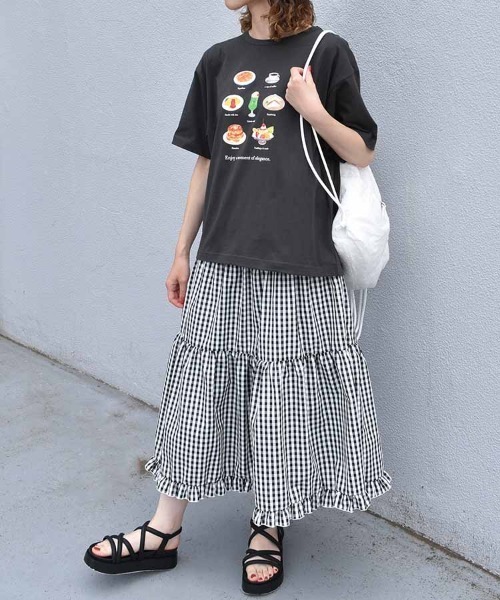 Bleu Bleuet（ブルーブルーエ）の「喫茶メニューロゴTシャツ（Tシャツ/カットソー・レディース・チャコール/ブルー/ホワイト・FREE）」の16枚目の写真