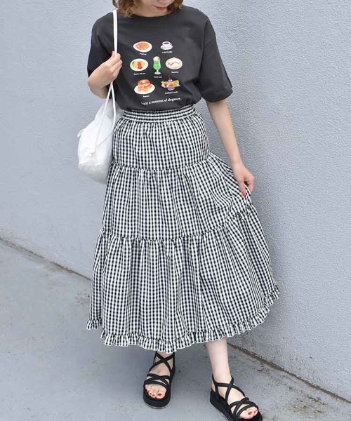 Bleu Bleuet（ブルーブルーエ）の「喫茶メニューロゴTシャツ（Tシャツ/カットソー・レディース・チャコール/ブルー/ホワイト・FREE）」の17枚目の写真