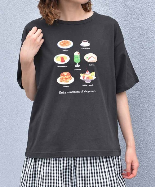 Bleu Bleuet（ブルーブルーエ）の「喫茶メニューロゴTシャツ（Tシャツ/カットソー・レディース・チャコール/ブルー/ホワイト・FREE）」の19枚目の写真
