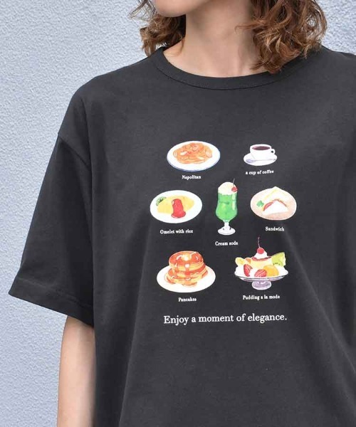 Bleu Bleuet（ブルーブルーエ）の「喫茶メニューロゴTシャツ（Tシャツ/カットソー・レディース・チャコール/ブルー/ホワイト・FREE）」の22枚目の写真