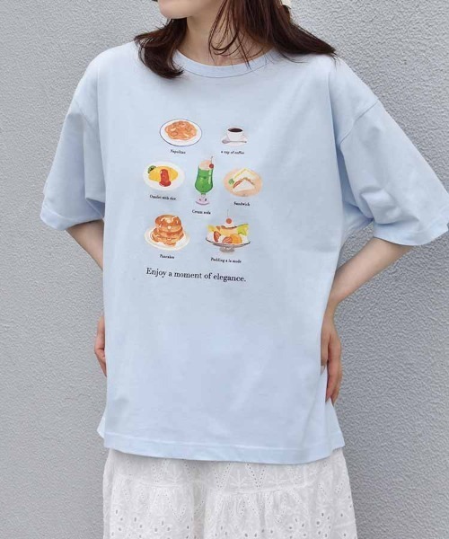 Bleu Bleuet（ブルーブルーエ）の「喫茶メニューロゴTシャツ（Tシャツ/カットソー・レディース・チャコール/ブルー/ホワイト・FREE）」の15枚目の写真