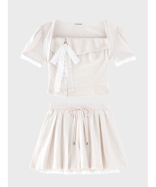 M me eme(エムミーエメ)の「Lace lame rib knit three piece setup(eme11073)(セットアップ・レディース・アイボリー/グレー/ブラック・FREE)」の5枚目の写真
