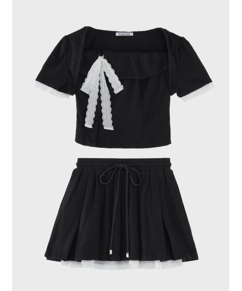 M me eme(エムミーエメ)の「Lace lame rib knit three piece setup(eme11073)(セットアップ・レディース・アイボリー/グレー/ブラック・FREE)」の6枚目の写真