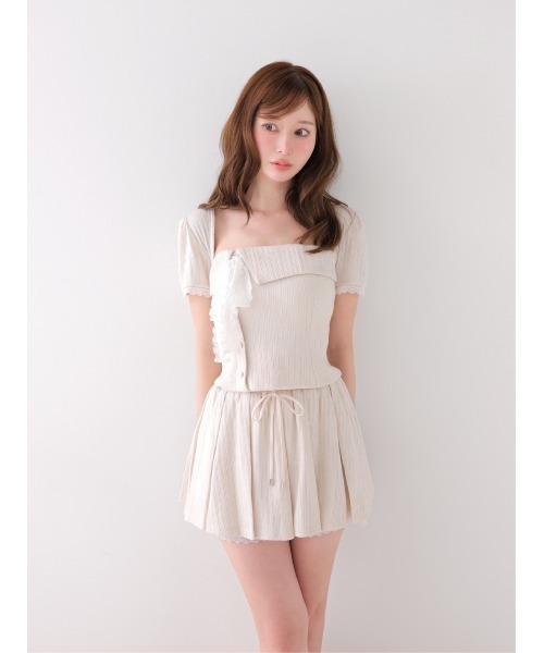 M me eme(エムミーエメ)の「Lace lame rib knit three piece setup(eme11073)(セットアップ・レディース・アイボリー/グレー/ブラック・FREE)」の16枚目の写真