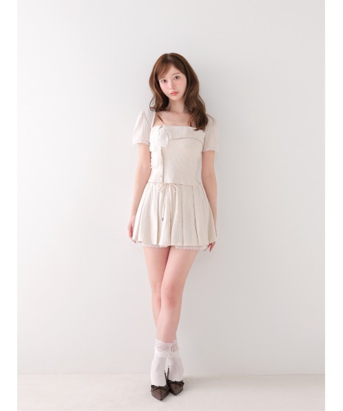 M me eme(エムミーエメ)の「Lace lame rib knit three piece setup(eme11073)(セットアップ・レディース・アイボリー/グレー/ブラック・FREE)」の17枚目の写真