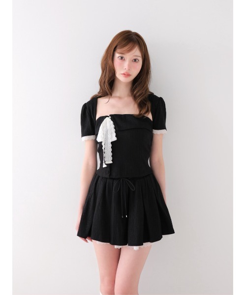 M me eme(エムミーエメ)の「Lace lame rib knit three piece setup(eme11073)(セットアップ・レディース・アイボリー/グレー/ブラック・FREE)」の18枚目の写真