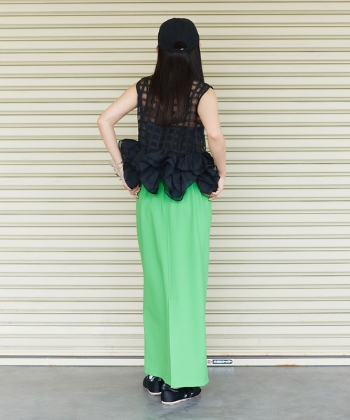 Narcissus(ナルシス)の「【Narcissus】チェックフリルブラウス チェックシャツ シアー ノースリーブ ペプラム(シャツ/ブラウス・レディース・ホワイト/ブラック/ピンク・FREE)」の9枚目の写真