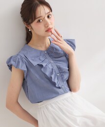 couture brooch | 【洗える】リボン調フリル ストライプ ブラウス(シャツ/ブラウス)