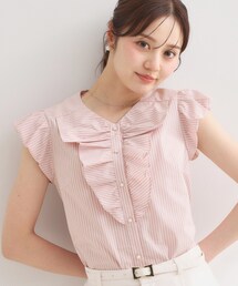 couture brooch | リボンフリルストライプシャツ(シャツ/ブラウス)