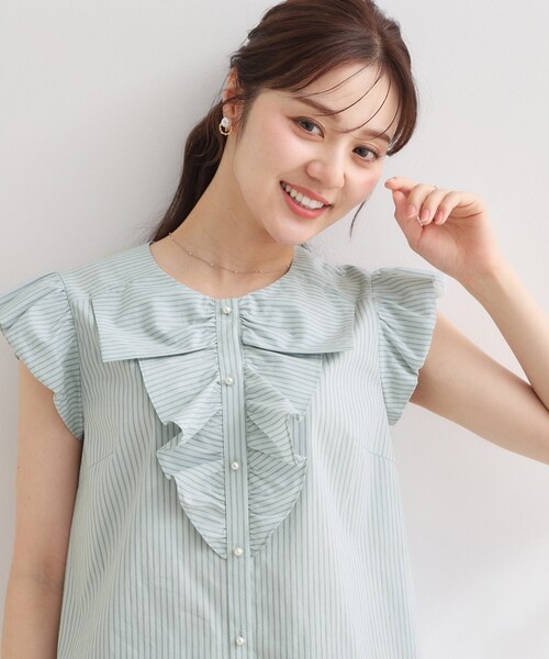 couture brooch（クチュールブローチ）の「リボンフリルストライプシャツ（シャツ/ブラウス・レディース・ブルー系2/ピンク系7/ブルー系7・36/42/38/40）」の19枚目の写真