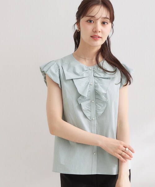 couture brooch（クチュールブローチ）の「リボンフリルストライプシャツ（シャツ/ブラウス・レディース・ブルー系2/ピンク系7/ブルー系7・36/42/38/40）」の20枚目の写真