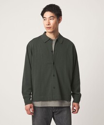 green label relaxing | クレープヤーン 長袖 ニット ポロカーディガン -ハンドウォッシャブル-(カーディガン/ボレロ)