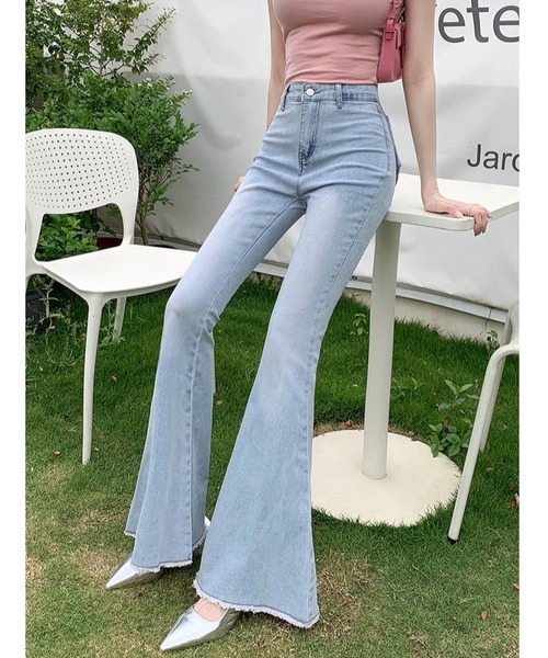 inst.ALL(インストール)の「バックリボンフレアデニムパンツ(デニムパンツ・レディース・サックスブルー・L/M/S)」の3枚目の写真