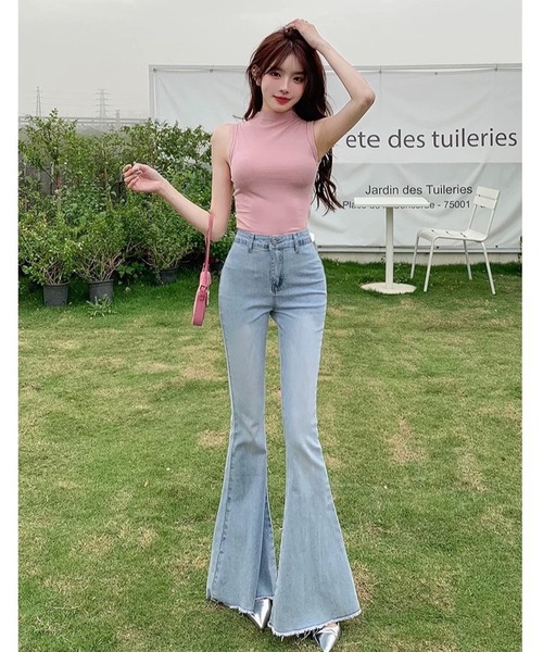 inst.ALL(インストール)の「バックリボンフレアデニムパンツ(デニムパンツ・レディース・サックスブルー・L/M/S)」の4枚目の写真