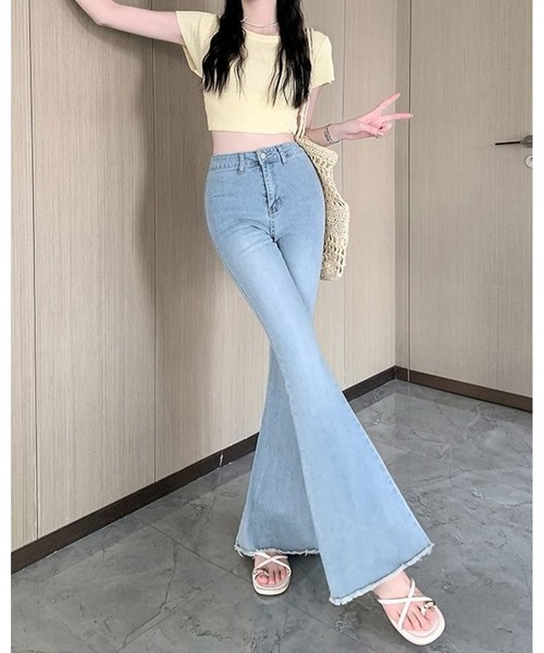 inst.ALL(インストール)の「バックリボンフレアデニムパンツ(デニムパンツ・レディース・サックスブルー・L/M/S)」の13枚目の写真