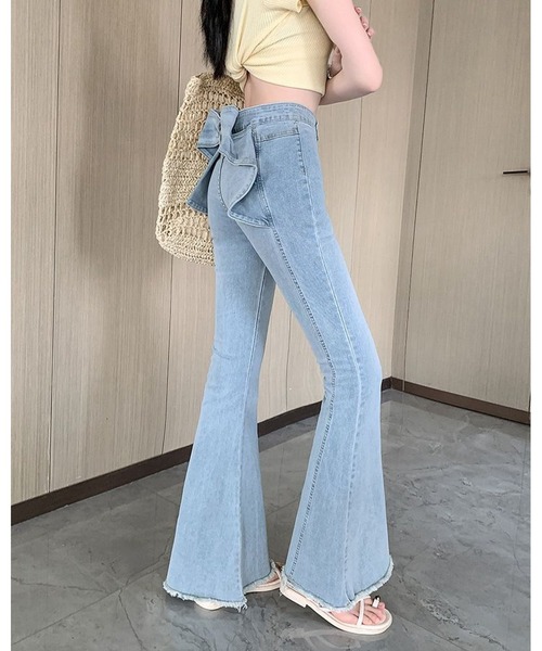 inst.ALL(インストール)の「バックリボンフレアデニムパンツ(デニムパンツ・レディース・サックスブルー・L/M/S)」の14枚目の写真