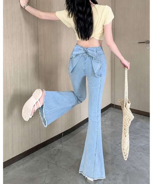 inst.ALL(インストール)の「バックリボンフレアデニムパンツ(デニムパンツ・レディース・サックスブルー・L/M/S)」の15枚目の写真
