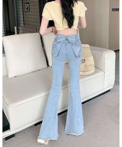 inst.ALL(インストール)の「バックリボンフレアデニムパンツ(デニムパンツ・レディース・サックスブルー・L/M/S)」の5枚目の写真