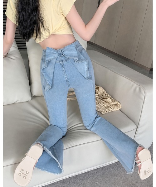 inst.ALL(インストール)の「バックリボンフレアデニムパンツ(デニムパンツ・レディース・サックスブルー・L/M/S)」の6枚目の写真