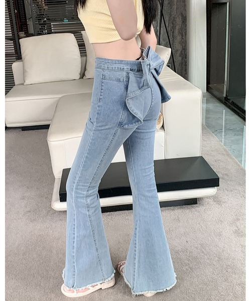 inst.ALL(インストール)の「バックリボンフレアデニムパンツ(デニムパンツ・レディース・サックスブルー・L/M/S)」の8枚目の写真