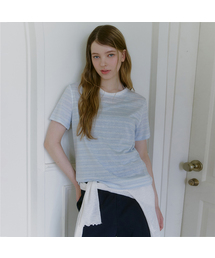 リススストライプステッチコントラストTシャツ