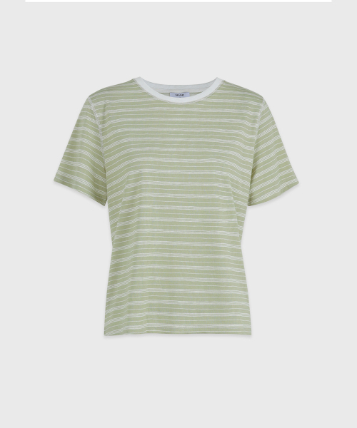 MICANE(ミケーネ)の「リススストライプステッチコントラストTシャツ(Tシャツ/カットソー・レディース・スカイブルー/オリーブ/ピンク・1/2/4/3)」の17枚目の写真