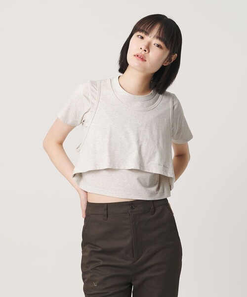 NICE WEATHER(ナイスウェザー)の「<NICE WEATHER>レイヤード Tシャツ(Tシャツ/カットソー・レディース・ナチュラル/クリーム・S/M)」の2枚目の写真