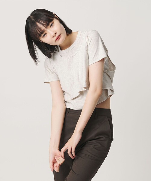 NICE WEATHER(ナイスウェザー)の「<NICE WEATHER>レイヤード Tシャツ(Tシャツ/カットソー・レディース・ナチュラル/クリーム・S/M)」の4枚目の写真