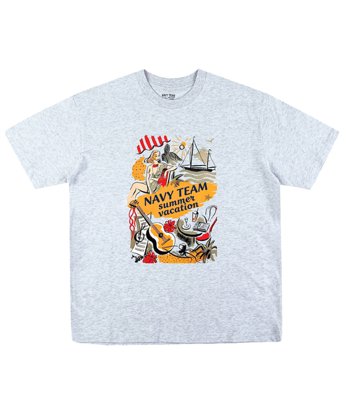 NAVYTEAM(ネイビーチーム)の「サマーバケーション 半袖Tシャツ(4色)(Tシャツ/カットソー・レディース・ホワイト/ライトグレー/ネイビー/ブラック・SMALL/MEDIUM/LARGE/X-LARGE)」の3枚目の写真