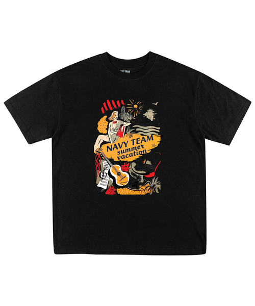 NAVYTEAM(ネイビーチーム)の「サマーバケーション 半袖Tシャツ(4色)(Tシャツ/カットソー・レディース・ホワイト/ライトグレー/ネイビー/ブラック・SMALL/MEDIUM/LARGE/X-LARGE)」の2枚目の写真