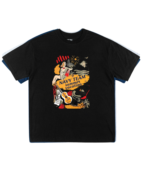NAVYTEAM(ネイビーチーム)の「サマーバケーション 半袖Tシャツ(4色)(Tシャツ/カットソー・レディース・ホワイト/ライトグレー/ネイビー/ブラック・SMALL/MEDIUM/LARGE/X-LARGE)」の8枚目の写真