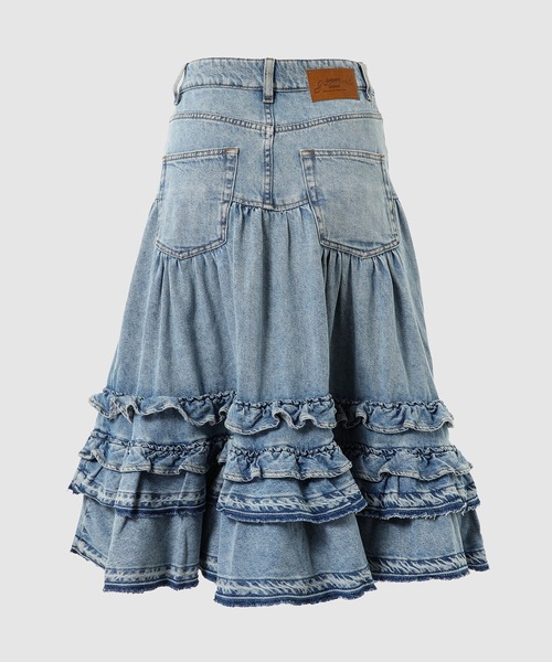GANNI（ガニー）の「Lightweight Denim Frill Midi skirt（デニムスカート・レディース・ブルー系その他・38/36）」の2枚目の写真
