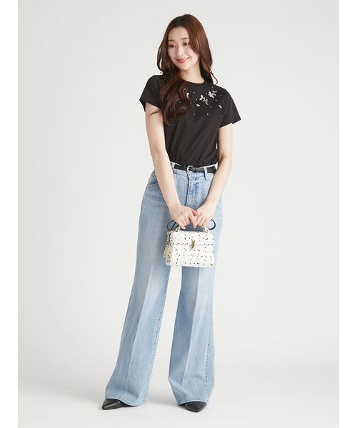 CELFORD（セルフォード）の「【洗える】フラワービジューTシャツ（Tシャツ/カットソー・レディース・オフホワイト/ブラック・F）」の10枚目の写真