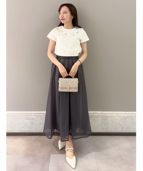 CELFORD（セルフォード）の「【洗える】フラワービジューTシャツ（Tシャツ/カットソー・レディース・オフホワイト/ブラック・F）」の12枚目の写真