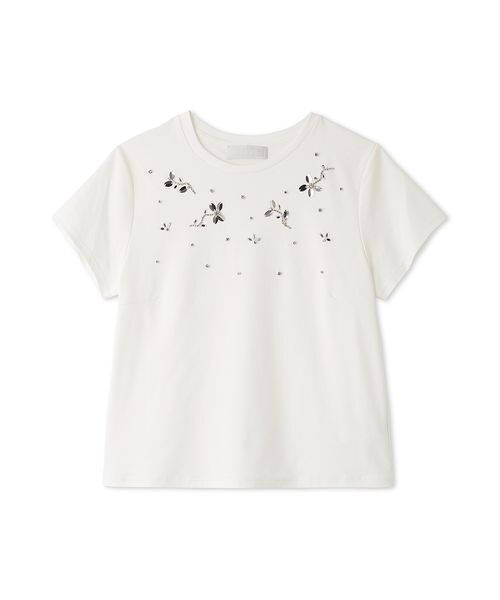 CELFORD（セルフォード）の「【洗える】フラワービジューTシャツ（Tシャツ/カットソー・レディース・オフホワイト/ブラック・F）」の13枚目の写真