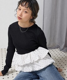 【大人可愛いシルエット】カットリブバルーンペプラムプルオーバー
