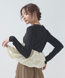【大人可愛いシルエット】カットリブバルーンペプラムプルオーバー