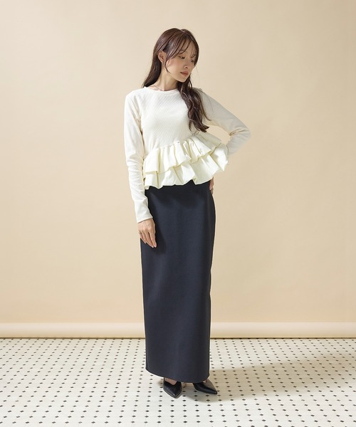 en CAnAF(エンカナフ)の「【大人可愛いシルエット】カットリブバルーンペプラムプルオーバー(Tシャツ/カットソー・レディース・ブラック/アイボリー/チャコールグレー/ブラック系1・フリー)」の14枚目の写真